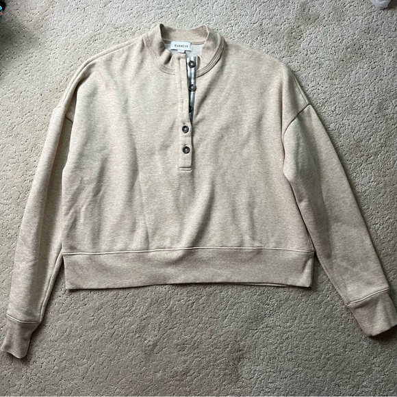 Evereve Taryn Taped Henley Sweatshirt Fleece Pullover S - Picture 9 of 9